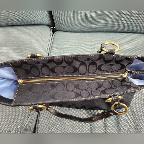 Coach Black Tote with Leather & Gold Accents - Picture 5 of 10